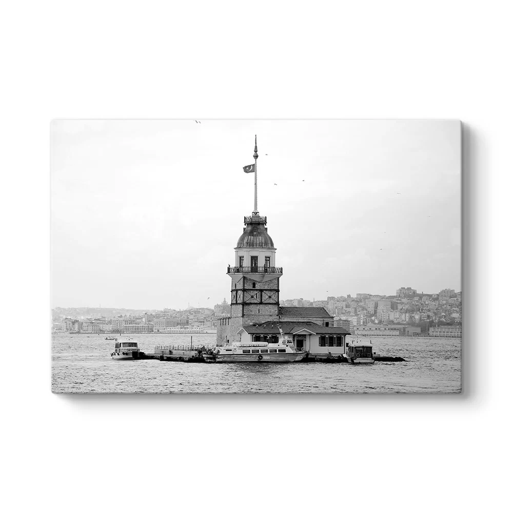 Kız Kulesi Siyah Beyaz Tablosu - Model 1